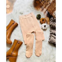 جوراب شلواری زنانه مدل خز زمستانی رنگ کرم