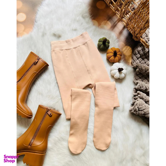 جوراب شلواری زنانه مدل خز زمستانی رنگ کرم