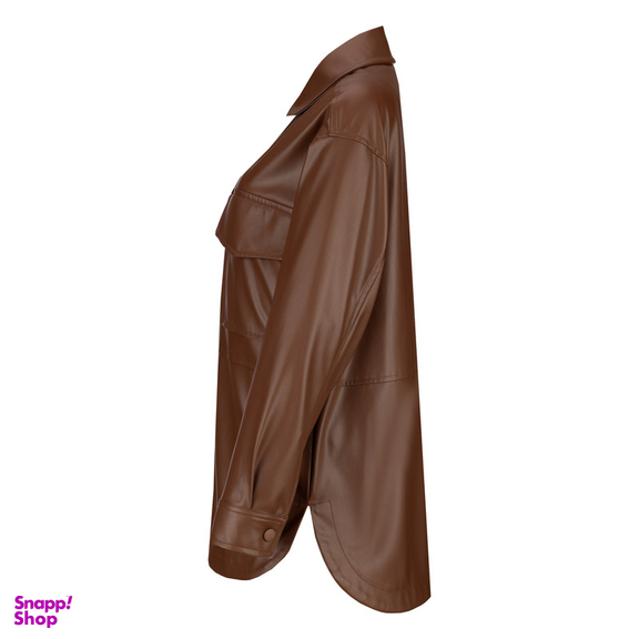 کت چرم زنانه سرژه مدل 232129 رنگ قهوه ای