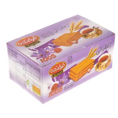 بیسکوییت زعفرانی فرخنده وزن 850 گرم