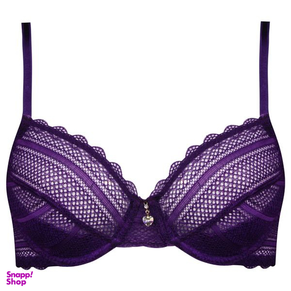 ست شورت و سوتین زنانه میسا مدل فنردار گیپوری کد 4717-6035 رنگ بنفش