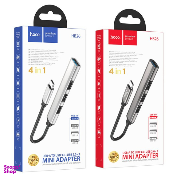 USB هاب 4 پورت Type-C هوکو مدل HB26 4in1