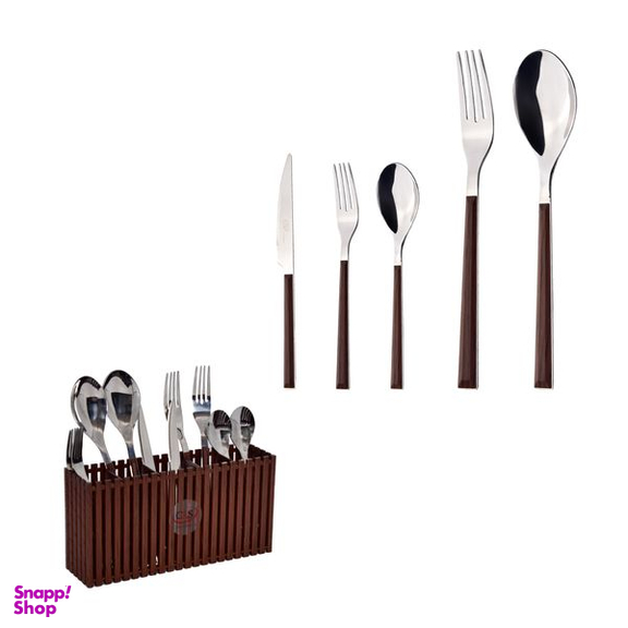 سرویس قاشق و چنگال 31 پارچه سی اند اس طرح چوبی