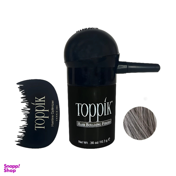 پودر پشت کننده مو تاپیک مدل FIBER وزن 10 گرم رنگ جوگندمی به همراه شانه و سری پودر پاش