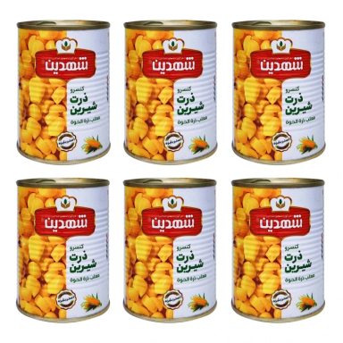 کنسرو ذرت شیرین شهدین وزن 370 گرم بسته 6 عددی