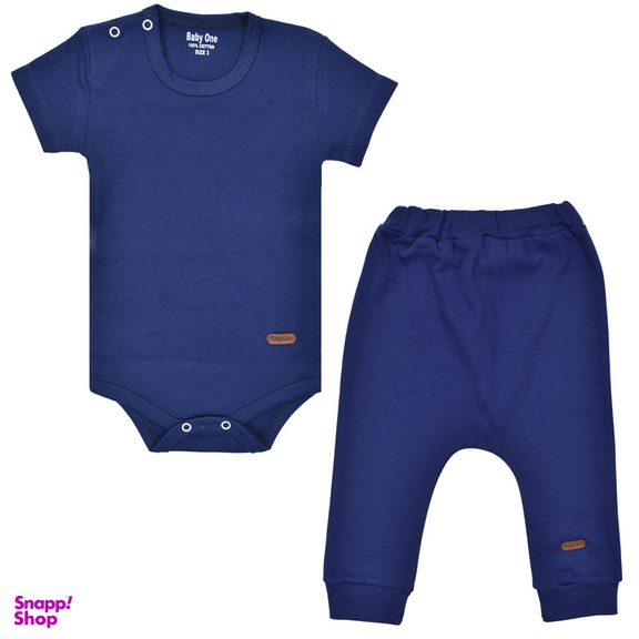 ست بادی آستین کوتاه و شلوار نوزادی بی بی وان کد 2