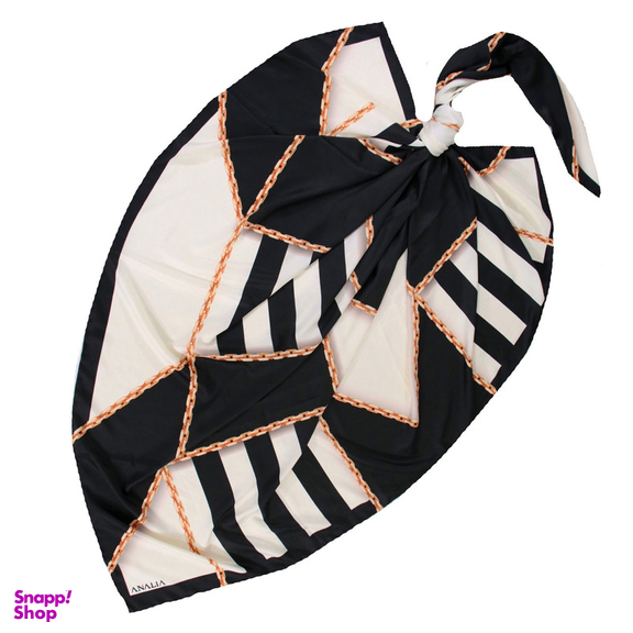 روسری زنانه آنالیا مدل ابریشم دست دوز طرح زنجیری کلاسیک کد ana-2821