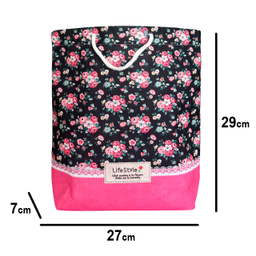 ساک هدیه پارچه ای طرح رزگاردن سایز 27×30 سانتی متر