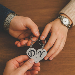 جاکلیدی گیلواره زراوشان مدل قلب دو تکه حرف D Y