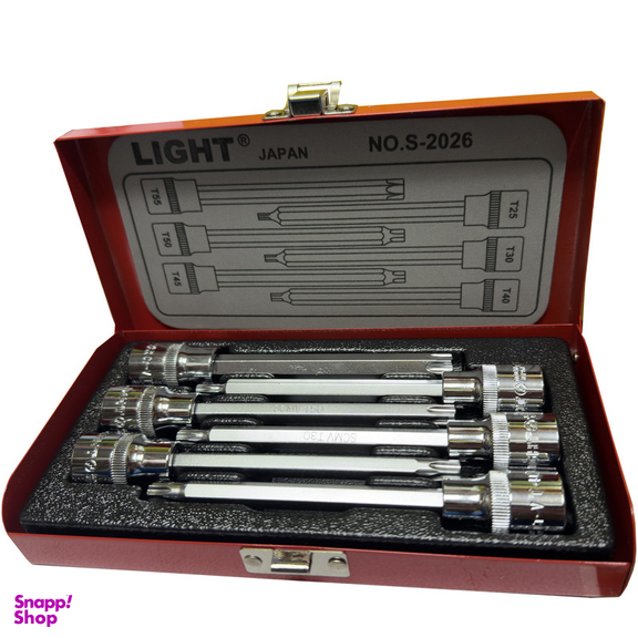 آچار آلن بکسی لایت مدل فوق بلند کد SMT-TORX-LONG-JAPN-LIGHT-1/2-S2026 مجموعه 6 عددی