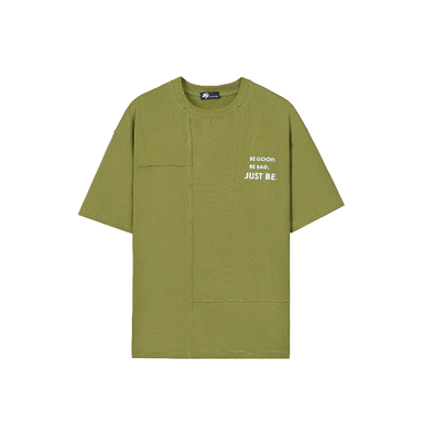 تیشرت زیگ مدل Just be رنگ سبز زیتونی