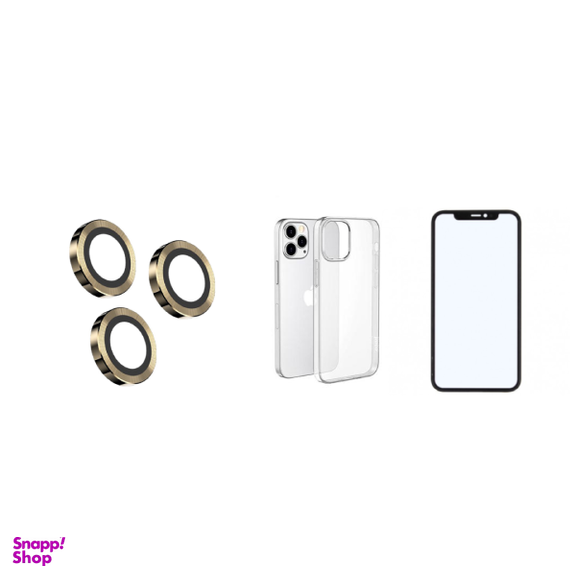 قاب iPhone 12 Pro به همراه گلس صفحه نمایش و محافظ لنز دوربین کد 01 مجموعه 3 عددی