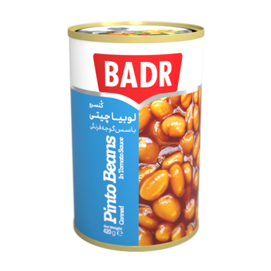 کنسرو لوبیا چیتی با سس گوجه فرنگی بدر وزن ۴۲۰ گرم
