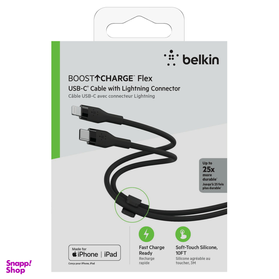 کابل تبدیل USB-C با لایتنینگ بلکین مدل CAA009bt3MBK طول 3 متر