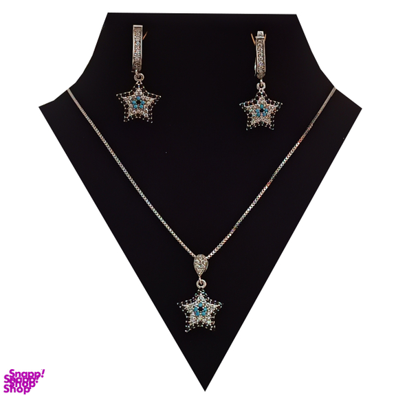 نیم ست نقره 925 مدل ستاره چشم نظر سپیدار کد s03