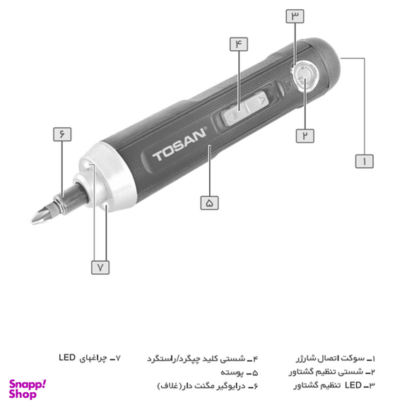 پیچ گوشتی شارژی توسن مدل 2036 SC مجموعه 25 عددی