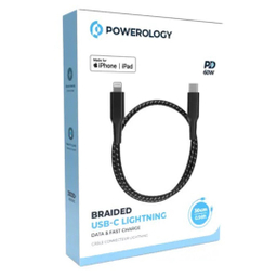 کابل فست شارژ Type-C به لایتنینگ پاورولوژی مدل PCAB006BK طول 0.3 متر