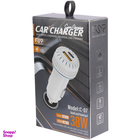 شارژر فندکی فست شارژ مدل FSP C-07 3A PD 38W