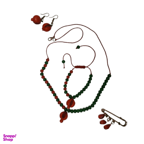 نیم ست و گل سینه دخترانه طرح انار کد 31339