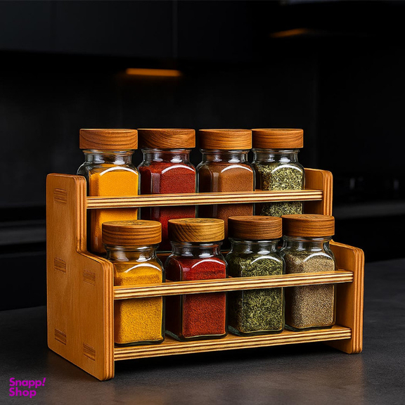 جای ادویه مکارتی مدل شاکا به همراه استند مجموعه ۸ عددی