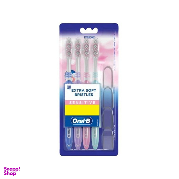 مسواک اورال بی مدل extra soft SENSITIVE برس خیلی نرم مجموعه 4 عددی