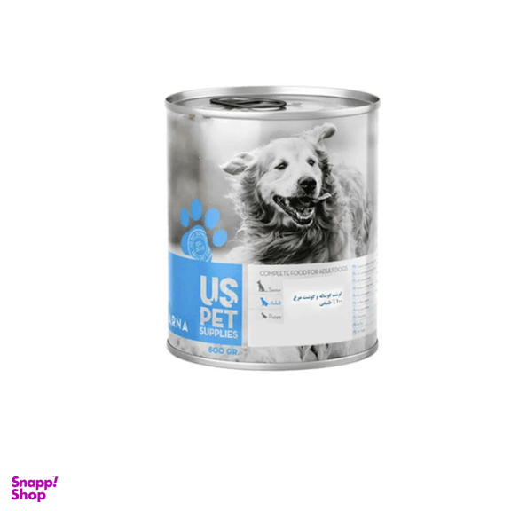 کنسرو سگ یو اس پت مدل گوشت گوساله و مرغ وزن 800 گرم