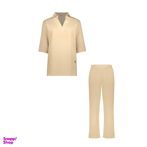 ست پیراهن و شلوار مادر مدل هیوا کد AM-MA-Hiva-P رنگ کرم