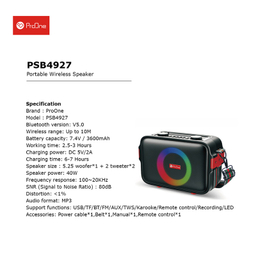 اسپیکر بلوتوثی قابل حمل پرووان مدل PSB4927