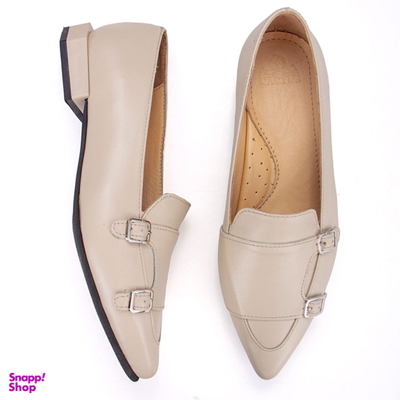 کفش روزمره زنانه چرم کاکتوس ws1038 مدل رنگ کرم