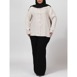 شومیز آستین بلند زنانه برنس مدل 30106 رنگ کرم