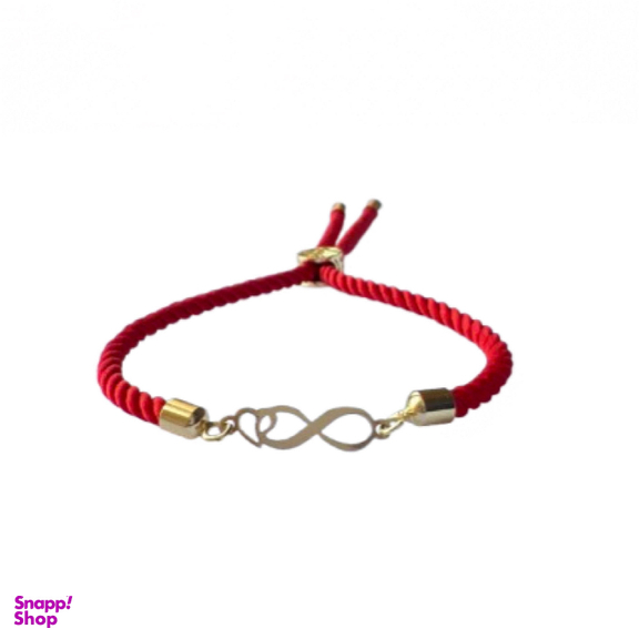 دستبند طلا عیار 750 زنانه شمیم گلد گالری طرح بینهایت و قلب مینیمال S-122 رنگ قرمز