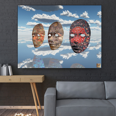 تابلو بوم نقاشی خط چارگوش طرح نقابها مدل 2747