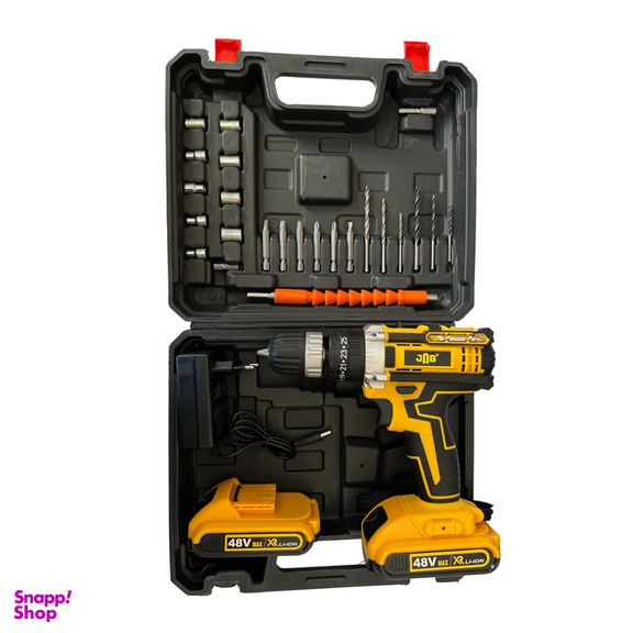 دریل پیچ گوشتی شارژی چکشی جاب مدل JB-4890 P مجموعه 30 عددی
