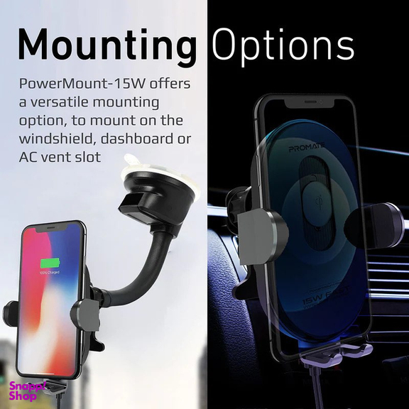 پایه نگهدارنده و شارژر بی سیم گوشی موبایل پرومیت مدل POWERMOUNT-15W