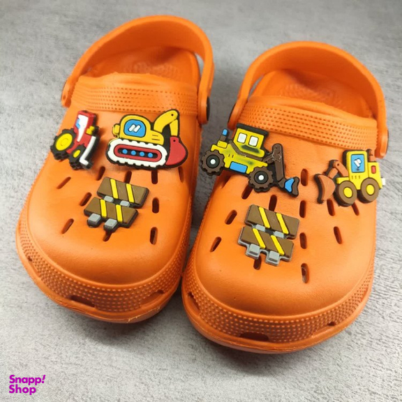 صندل بچگانه زیتون طرح کراکس مدل تراکتور رنگ نارنجی