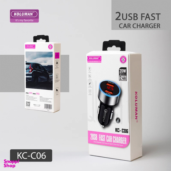 شارژر فندکی کلومن مدل KC-C06 به همراه کابل USB-C
