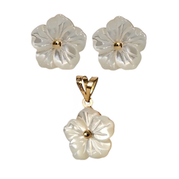 نیم ست طلا 18 عیار زنانه مدل شکوفه سیب