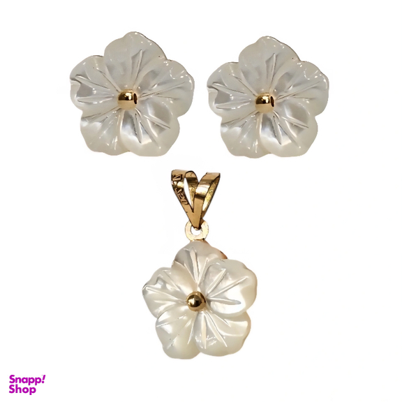 نیم ست طلا 18 عیار زنانه مدل شکوفه سیب