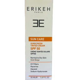 کرم ضد آفتاب اریکه مدل spf50 مناسب پوست نرمال و خشک رنگ گلد بژ حجم 50 میلی لیتر