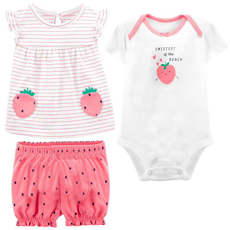 ست پیراهن و بادی و شلوارک نوزاد کد 1484