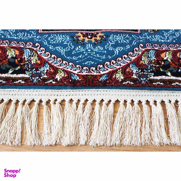 فرش ماشینی مدل بیضی طرح ناردون رنگ آبی
