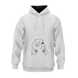 هودی زنانه مدل خرس لپو رنگ سفید