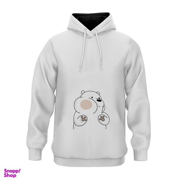 هودی زنانه مدل خرس لپو رنگ سفید