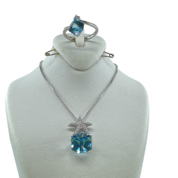 نیم ست زیور زنانه سواروسکی کد 0233 رنگ آبی