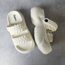 صندل زنانه پاپا مدل بافت دار نصر کد 128519 رنگ سفید شیری