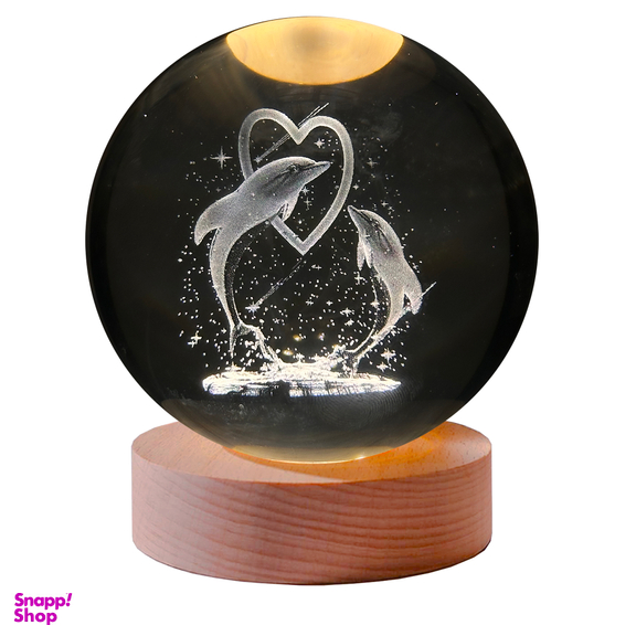 چراغ خواب طرح گوی کریستالی 3 بعدی مدل دلفین و قلب