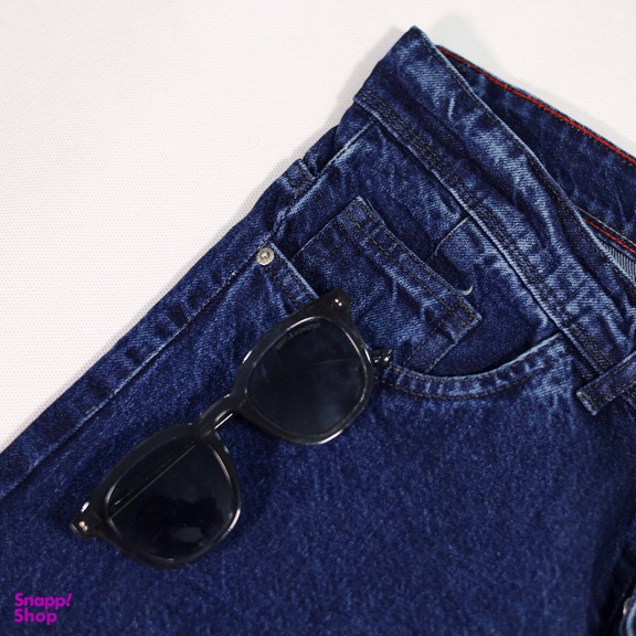 شلوار مام فیت مردانه کد 4055 رنگ آبی تیره