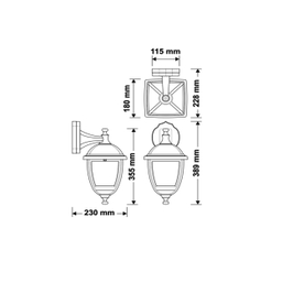 چراغ دیواری مدل حیاطی کلاسیک ضد آب کد 4610 IP54