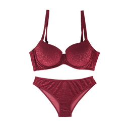 ست شورت و سوتین زنانه برتا مدل اسفنجی کد 6020KC رنگ زرشکی