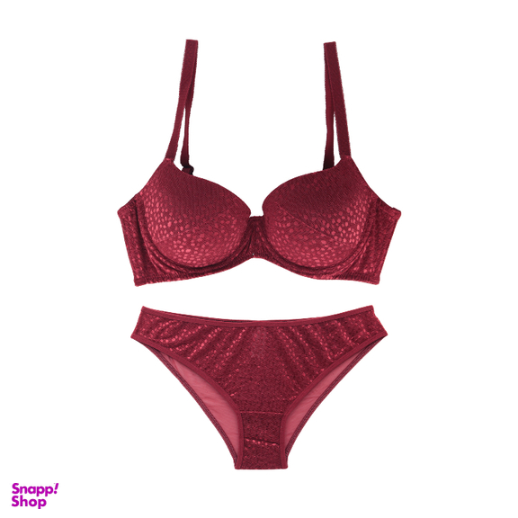 ست شورت و سوتین زنانه برتا مدل اسفنجی کد 6020KC رنگ زرشکی